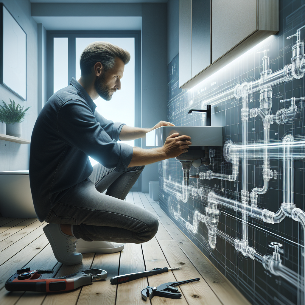 A skilled plumber working on a modern bathroom installation in Bonn