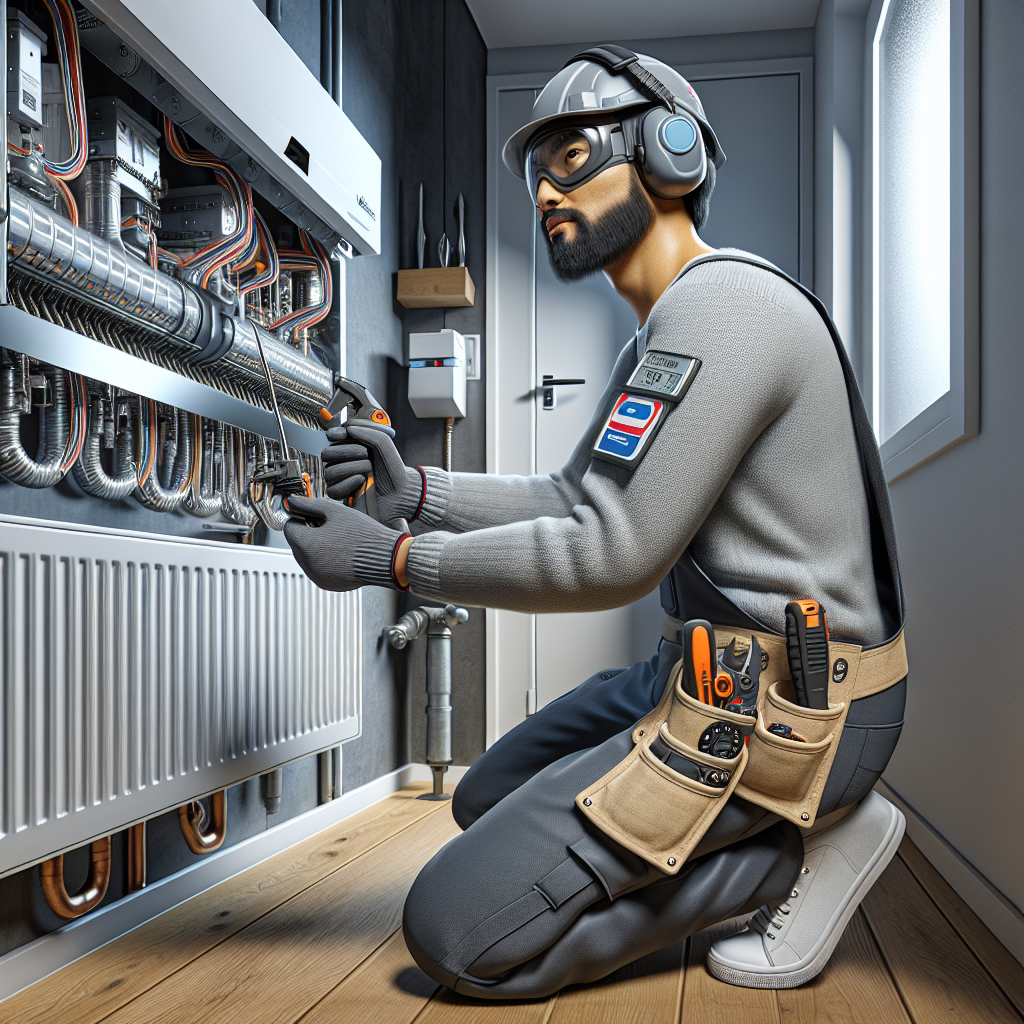 Techniker bei der Wartung eines modernen Heizsystems in einem Wohnhaus in Bonn