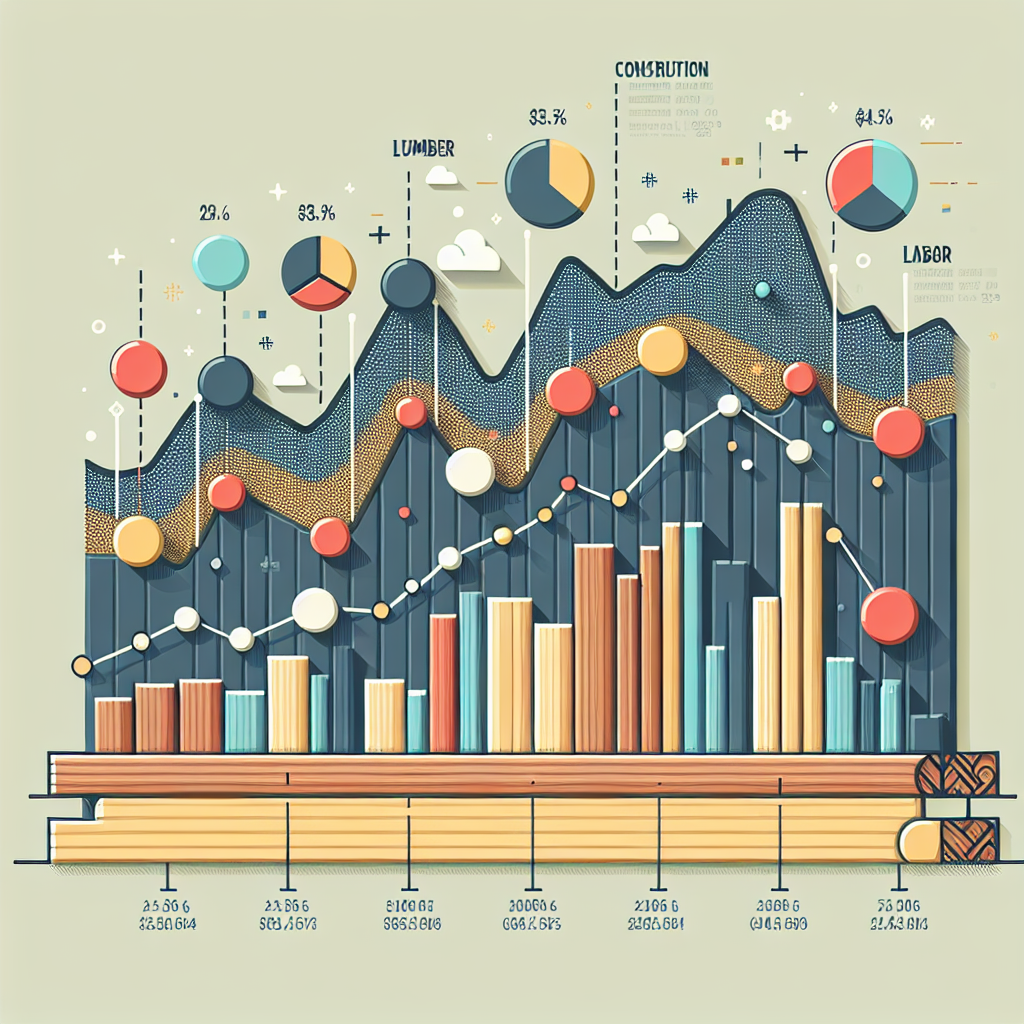A graph showing fluctuating construction material prices with an emphasis on lumber and labor costs