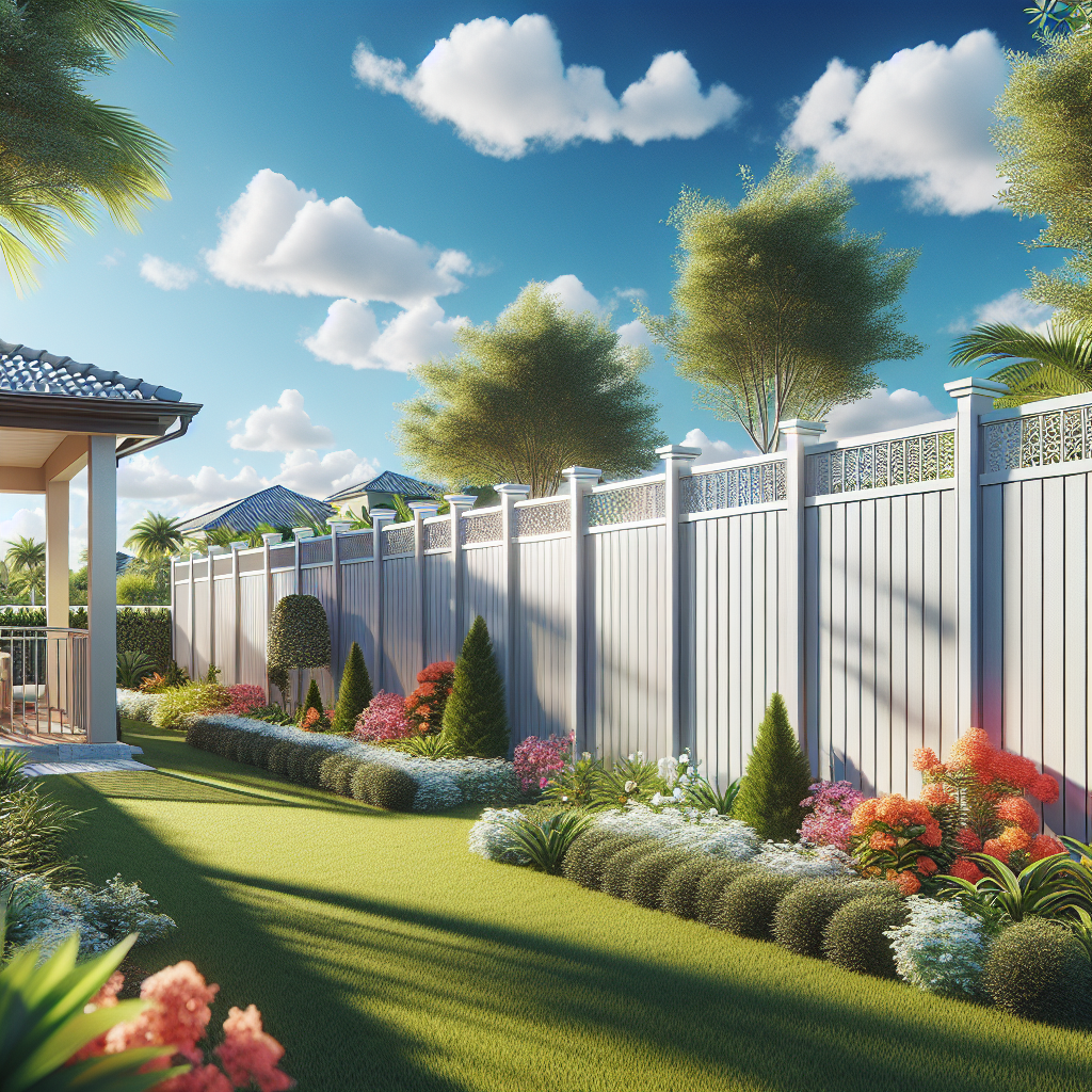 A cost-effective aluminum fence installation in a sunny Florida backyard, showcasing durability and modern design