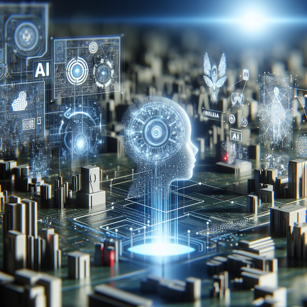 A futuristic digital landscape showcasing <a href='https://magicblogs.ai/magicblogs-ai-seo-content-website-guide/'>AI tools for content creation</a> and SEO optimization