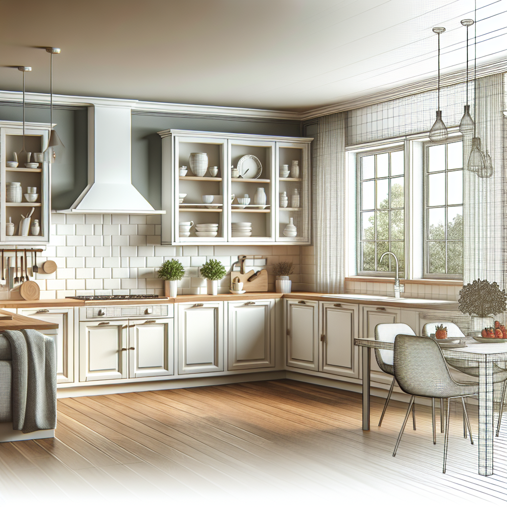 A beautifully designed kitchen featuring custom-sized cabinets with unique shapes and colors