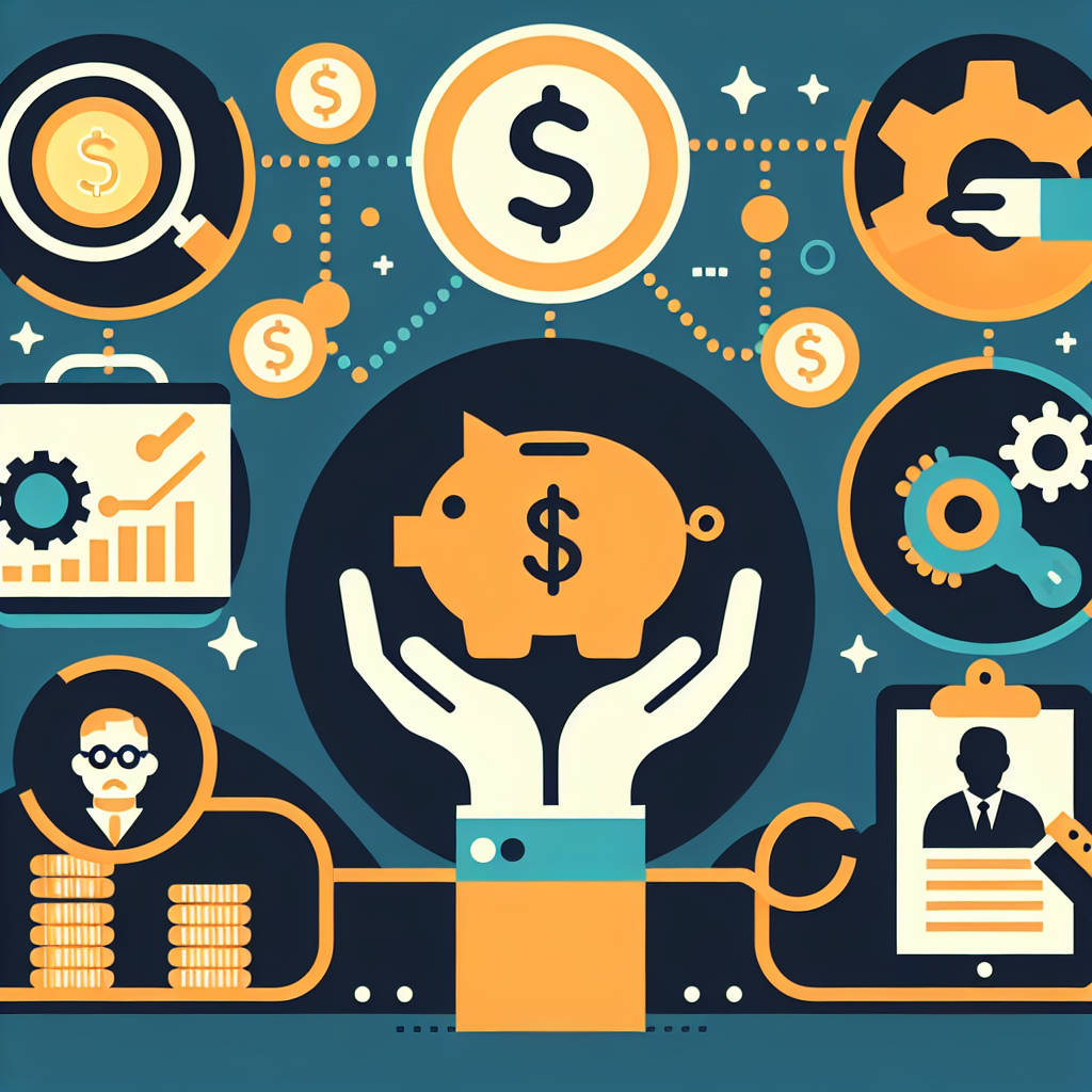 A creative illustration depicting various procurement strategies with icons representing cost savings, analysis, and supplier relationships