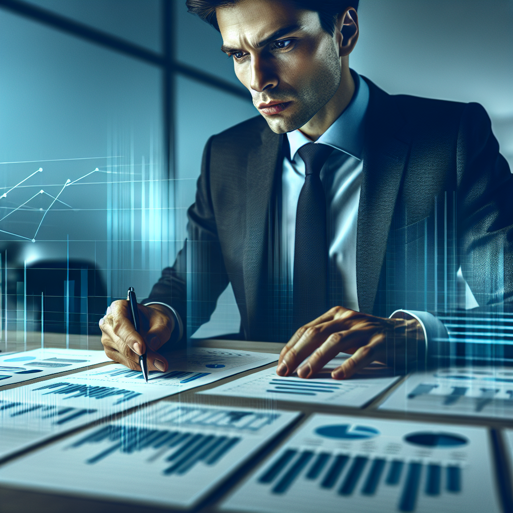 A business professional analyzing procurement strategies with charts and graphs