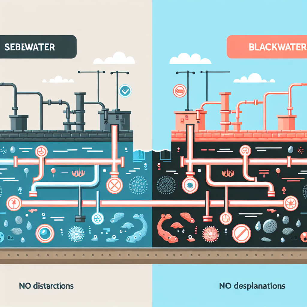 A cross-section diagram showing the differences between sewage and blackwater systems with labels