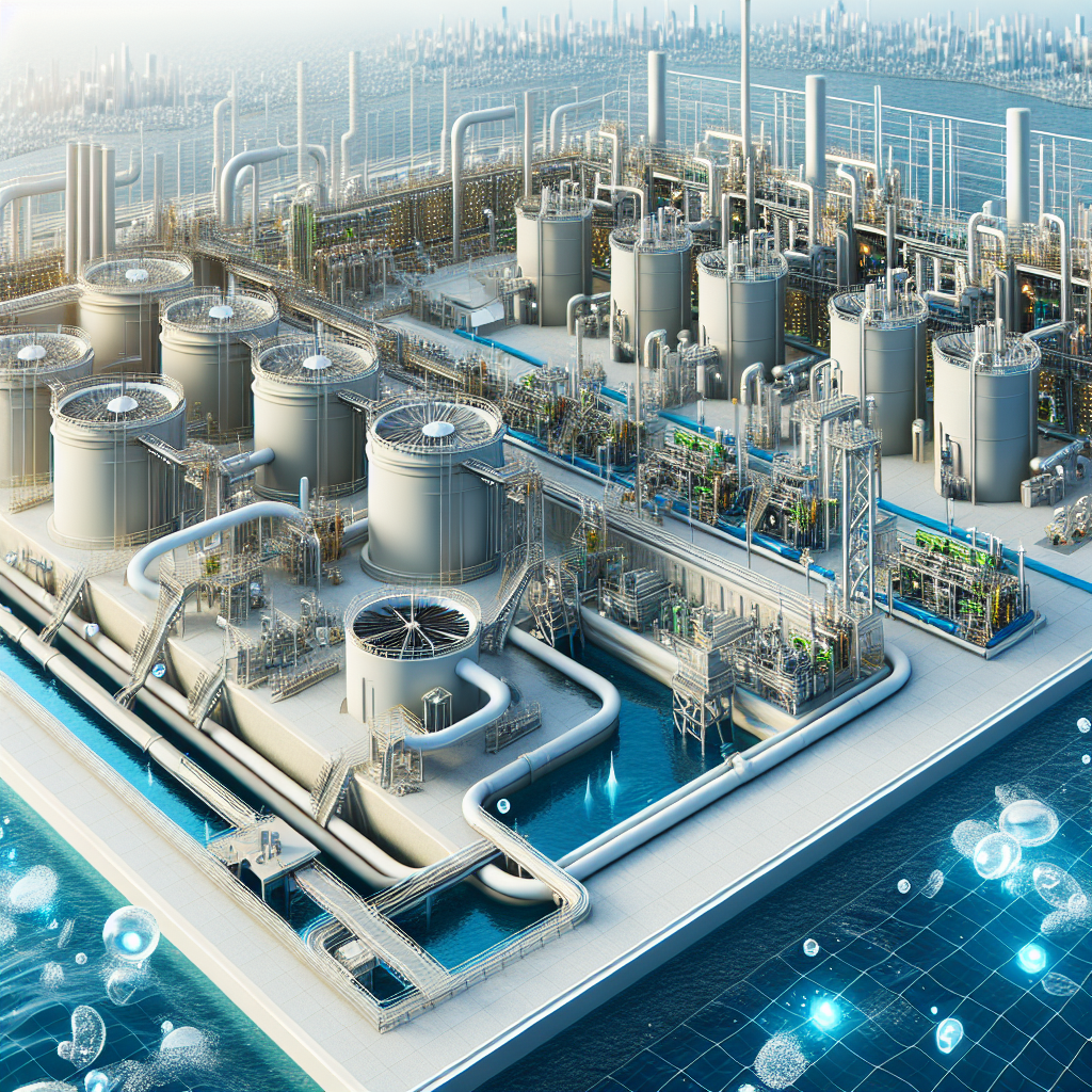 A modern wastewater treatment facility showcasing various degassing technologies in action