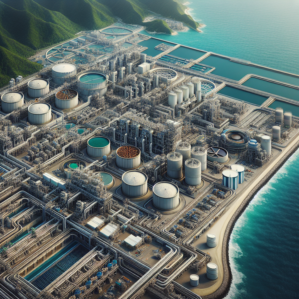 Aerial view of Hyperion Water Treatment Facility in Los Angeles showcasing its infrastructure and coastal location