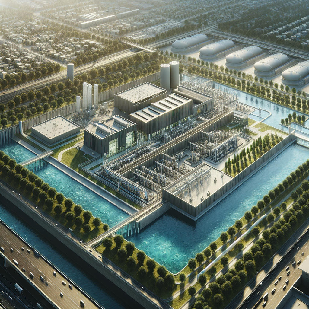 Aerial view of Hyperion Water Treatment Facility showcasing modern infrastructure improvements and green technologies