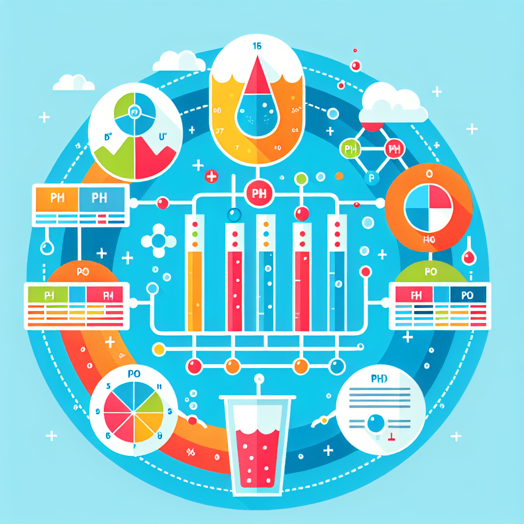 A colorful infographic showing the relationship between alkalinity and pH levels in drinking water