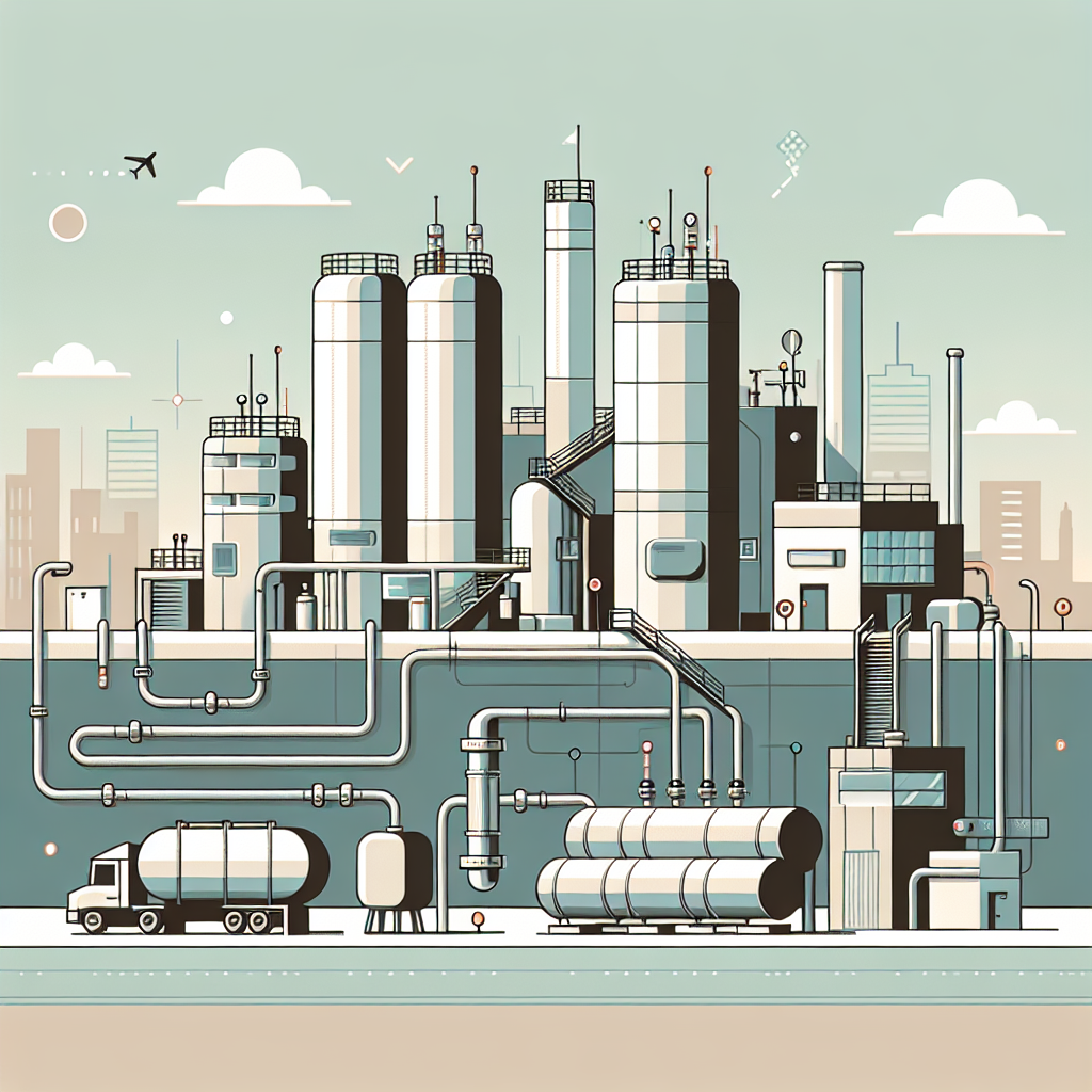An illustration showing the design layout of a compact sequencing batch reactor system in an urban setting, highlighting key components like aeration tanks and integration points with existing infrastructure