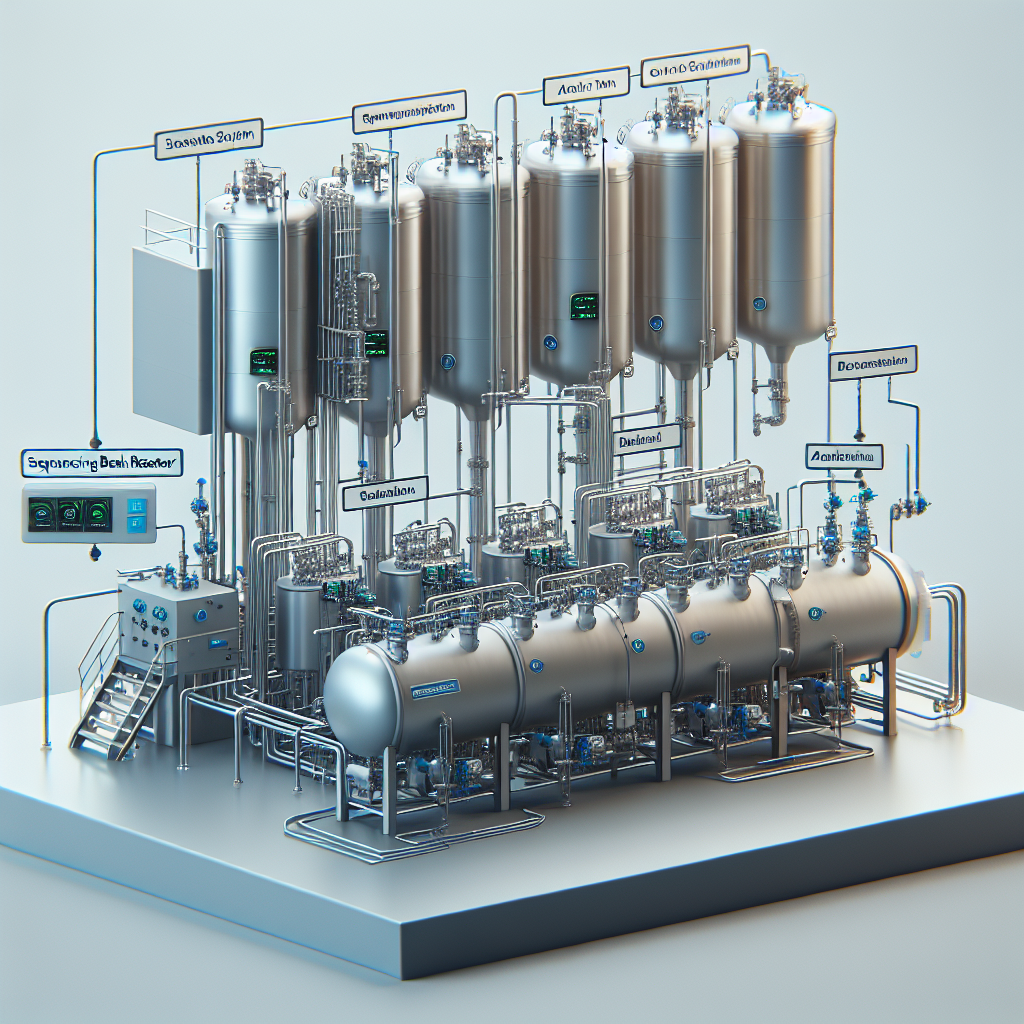 A well-designed sequencing batch reactor system with clear labeling of components like aeration tank and control systems