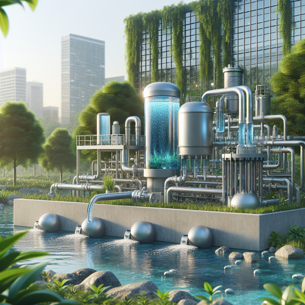 A modern greywater treatment system with plants around it