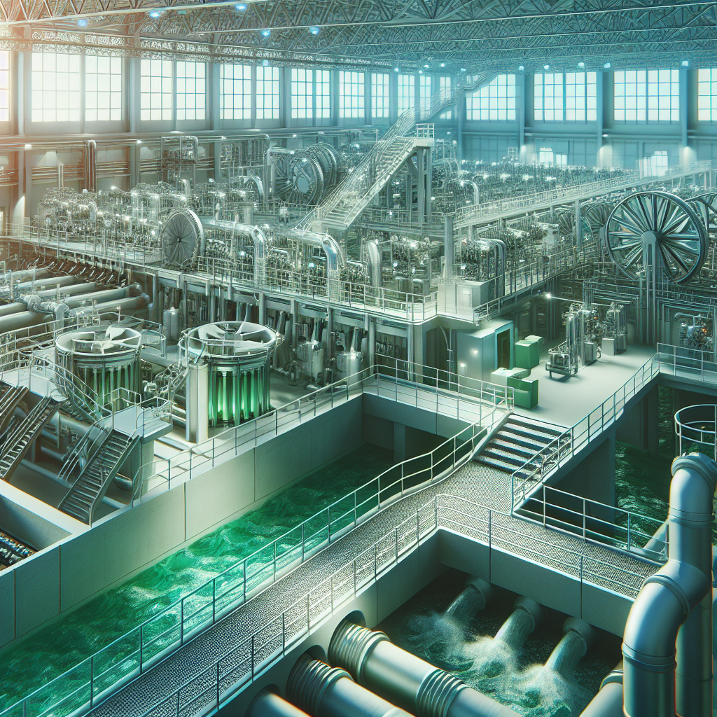 A modern wastewater treatment plant with green technology features