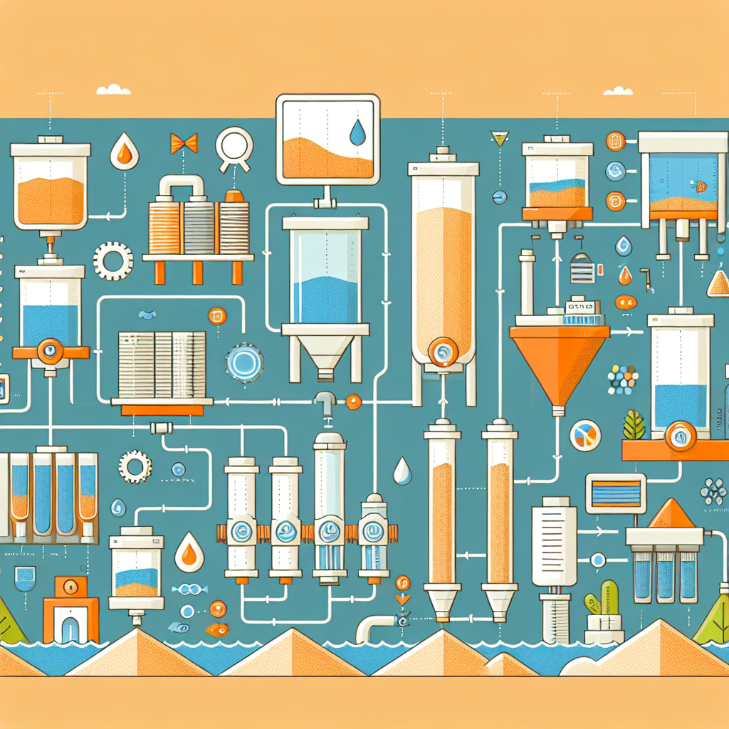 An infographic illustrating different types of sand filtration systems with labeled diagrams