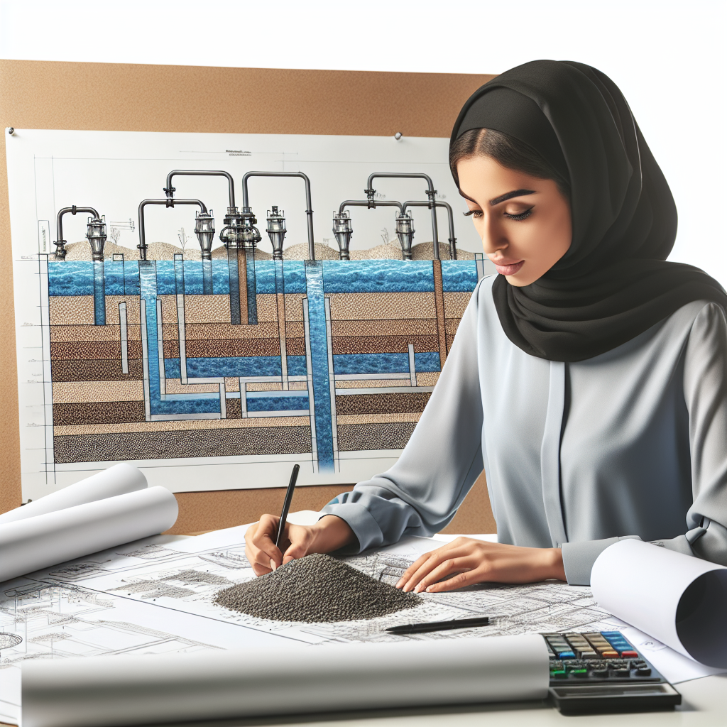 An engineer designing a sand filtration system with layers of gravel and sand