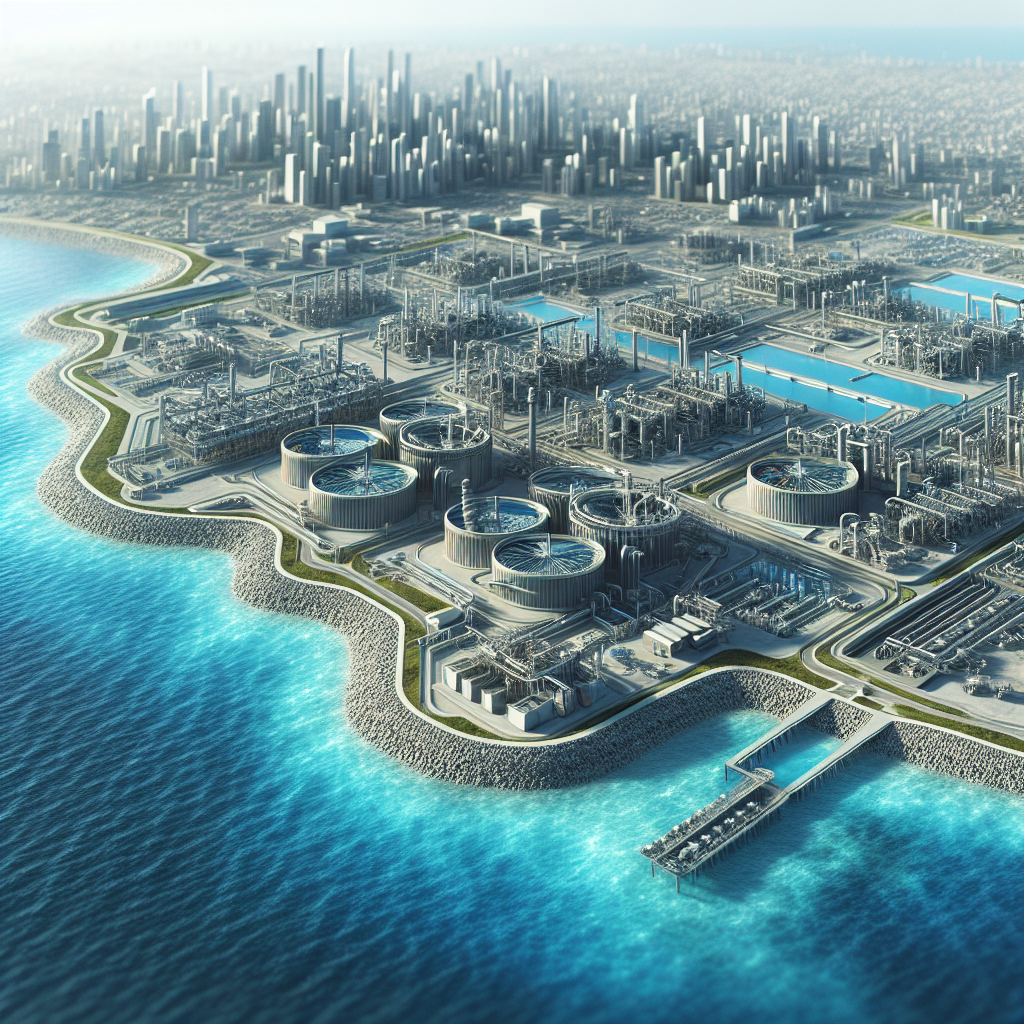 Aerial view of Miami-Dade County's extensive water treatment facilities with clear blue waters