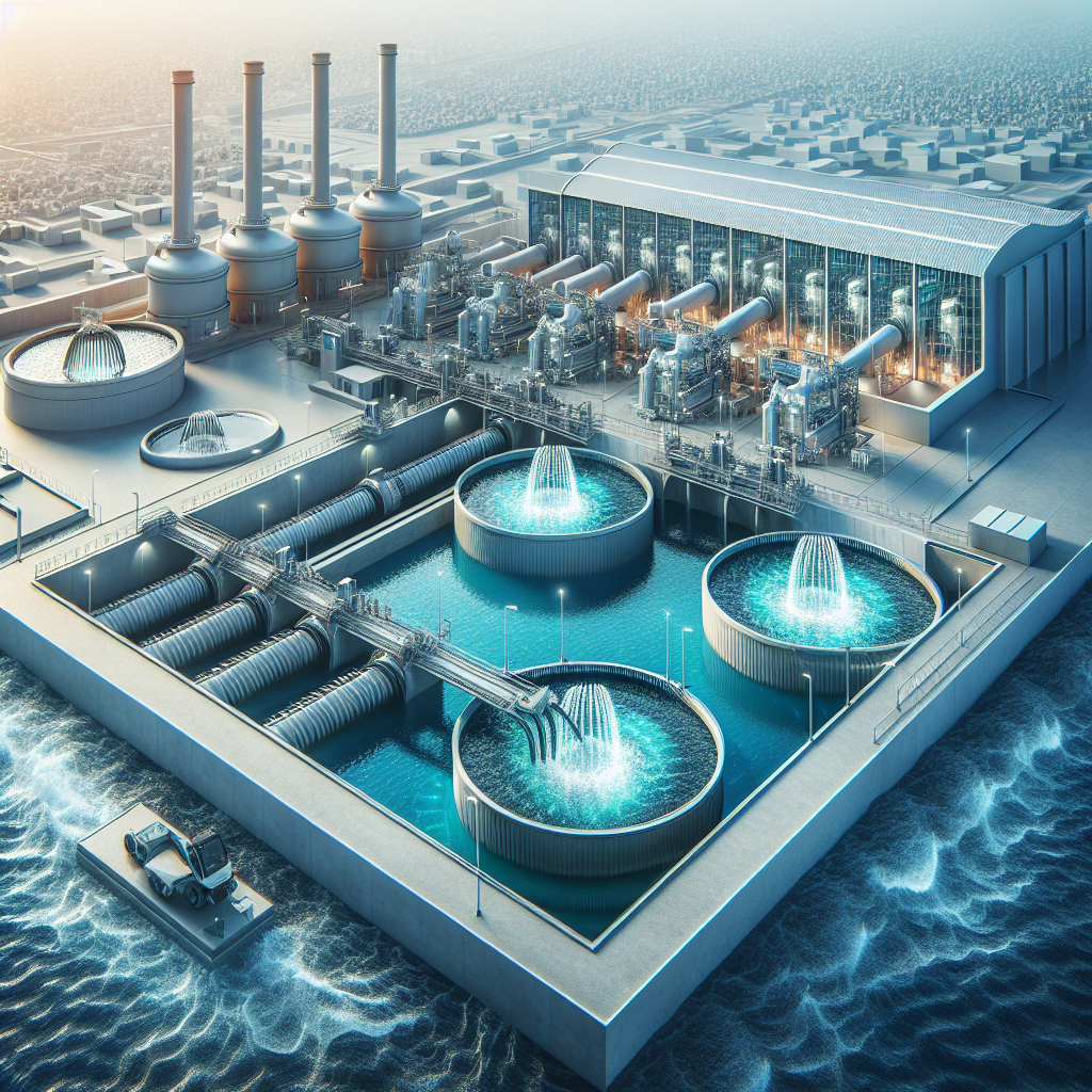 A modern wastewater treatment facility showcasing sequencing batch reactors with advanced aeration technology