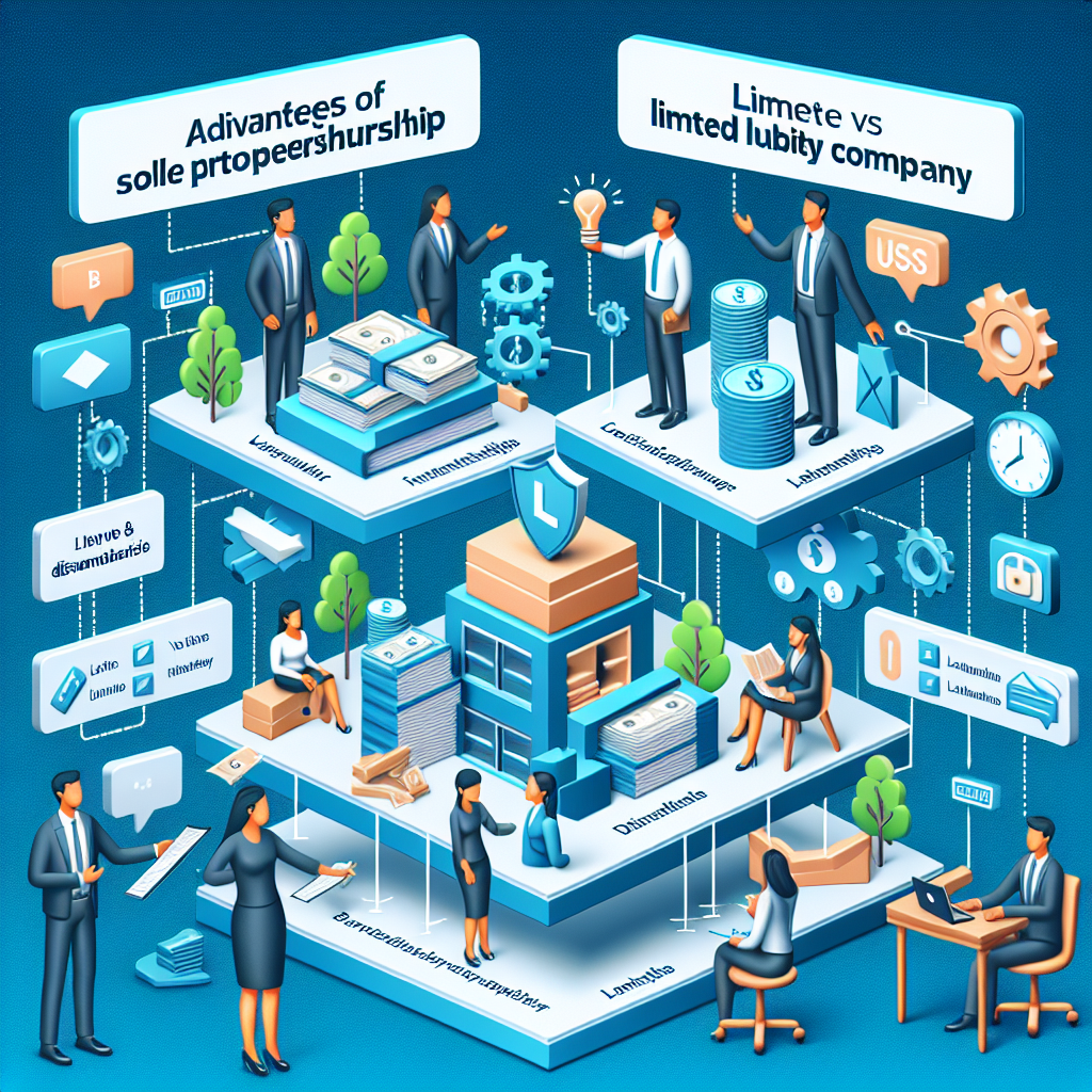 An infographic highlighting the pros and cons of sole proprietorship versus limited liability company in a clear and engaging manner