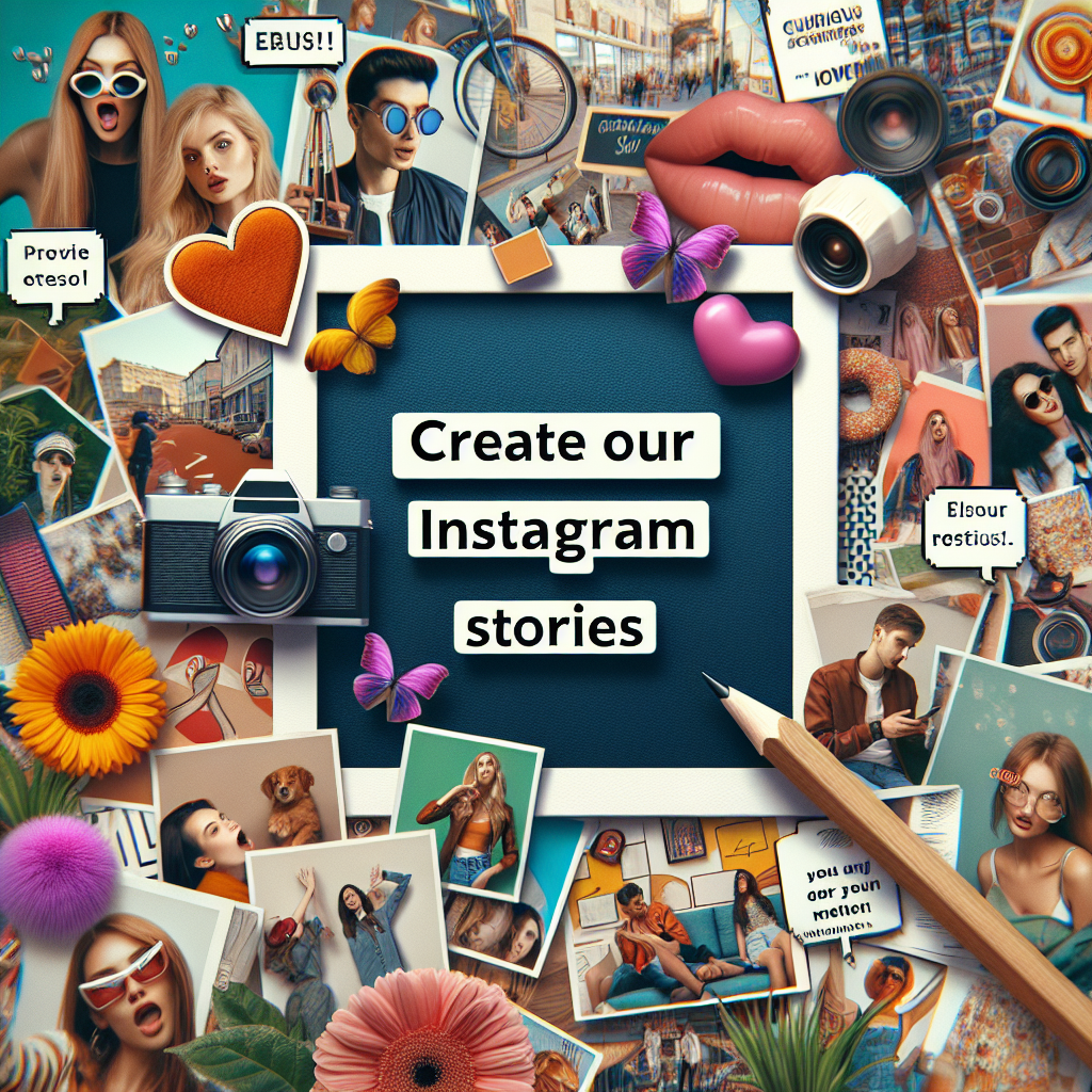 A vibrant collage showcasing various types of Instagram Story content such as polls, questions, and behind-the-scenes moments