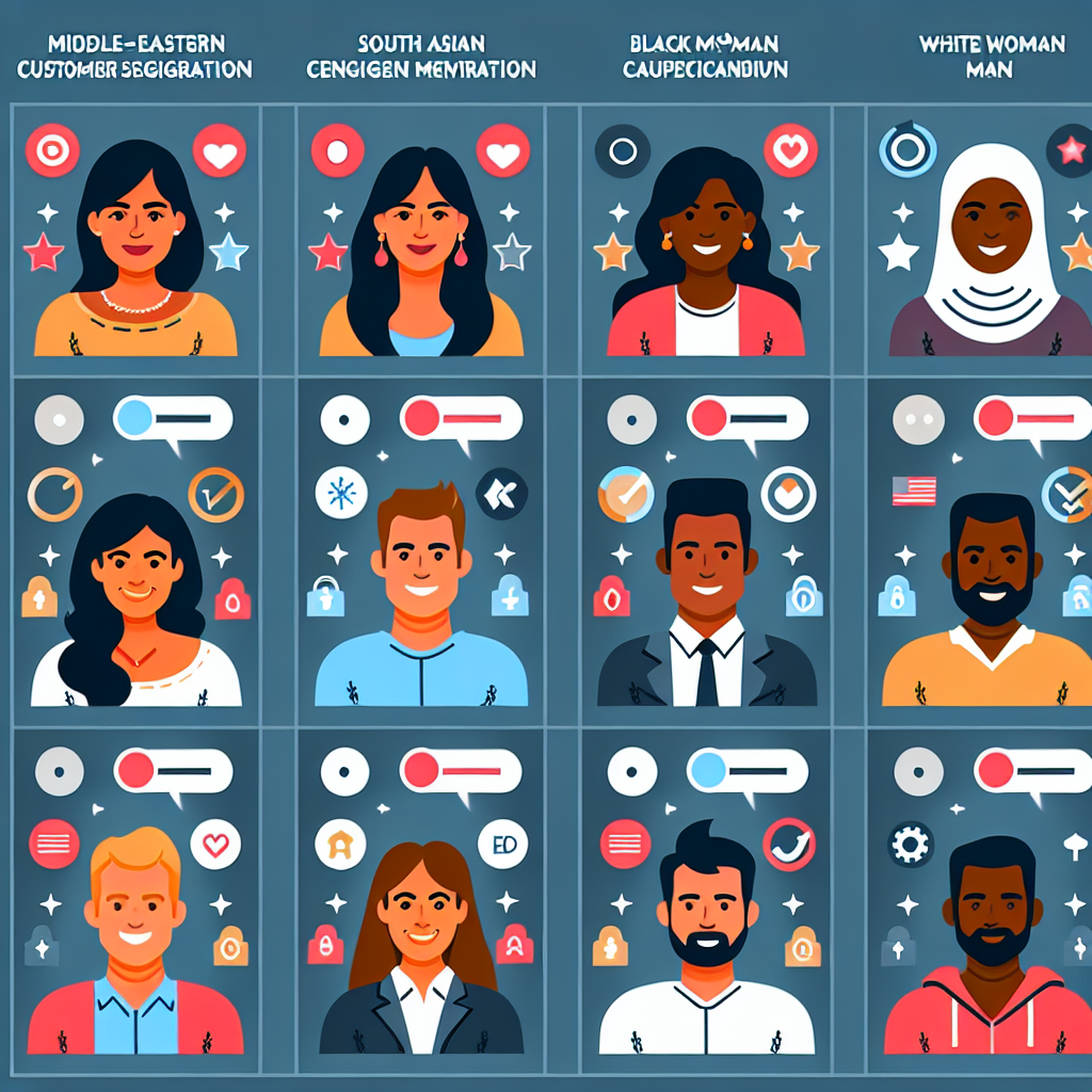 A visual representation of customer segmentation with various demographics and engagement levels displayed