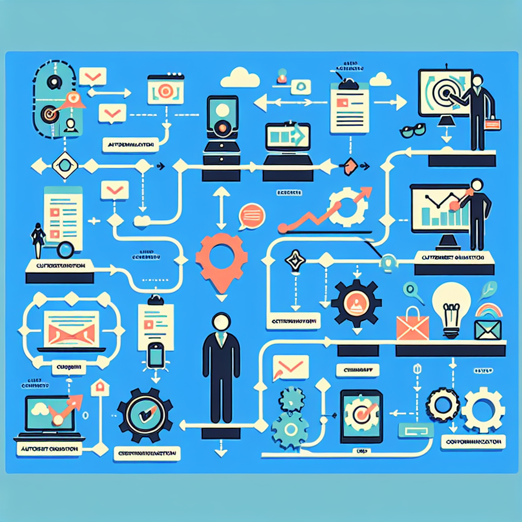 A flowchart illustrating the customer journey stages with corresponding automated communication strategies