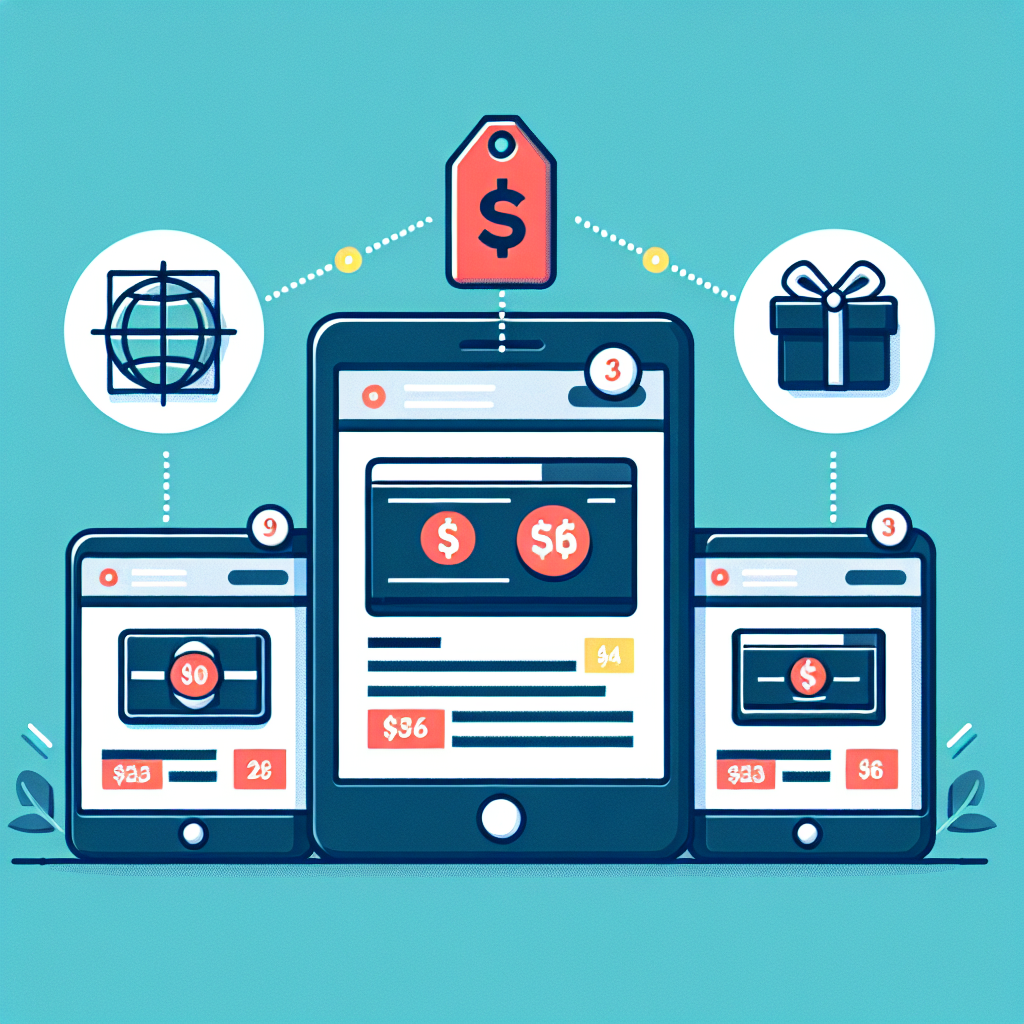 A visual representation of different types of websites (e-commerce, portfolio, blog) with price tags attached