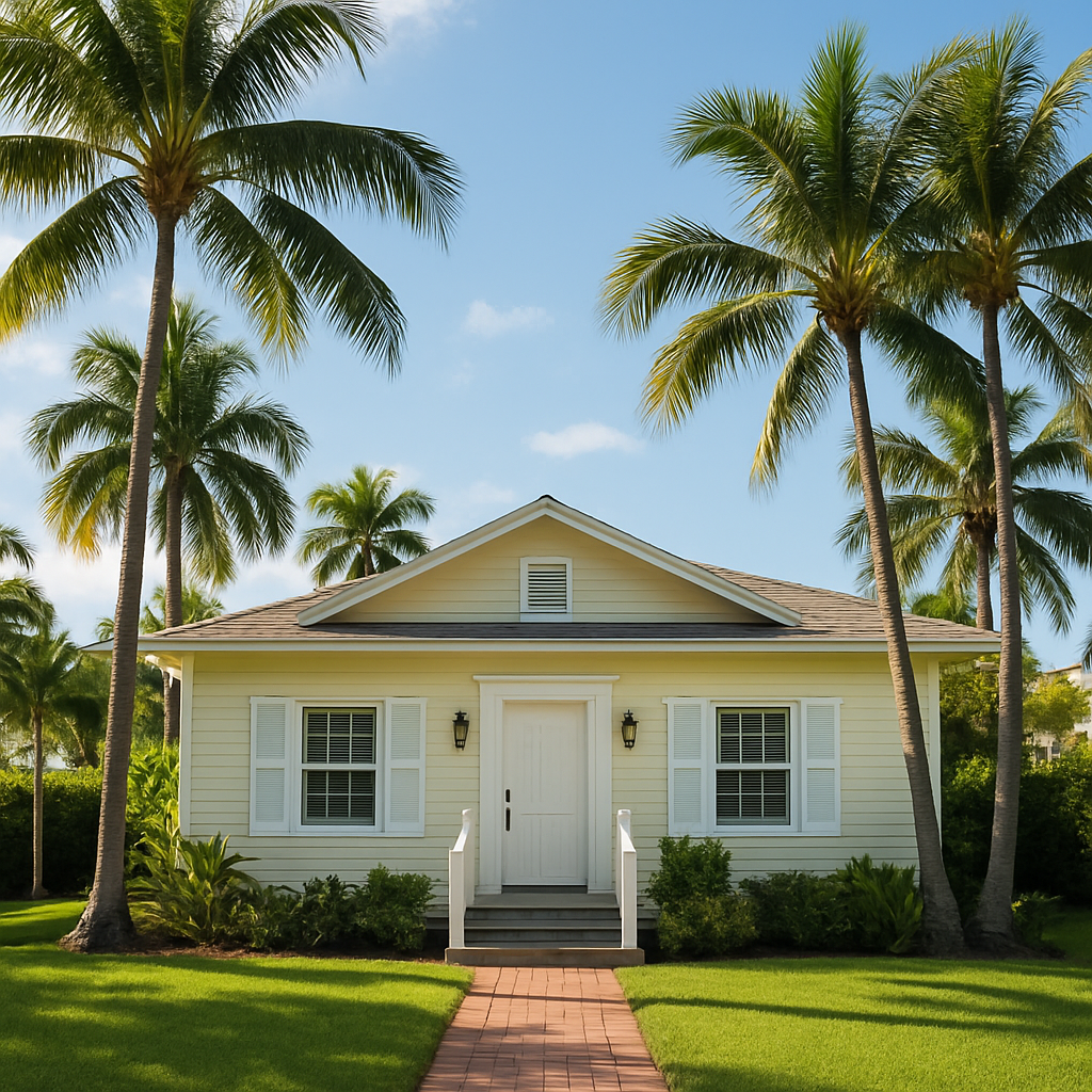 A serene sober living house in West Palm Beach surrounded by palm trees