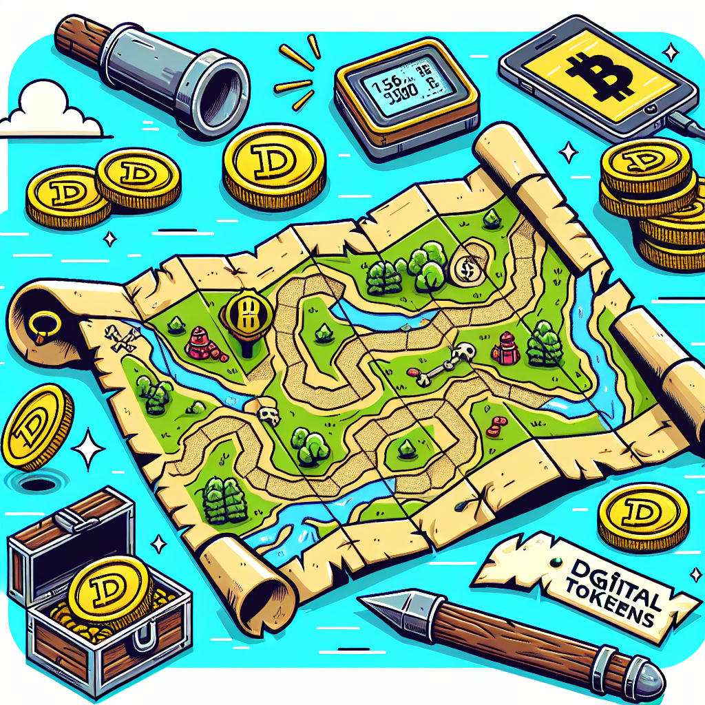 A fun illustration of a treasure map leading to digital tokens