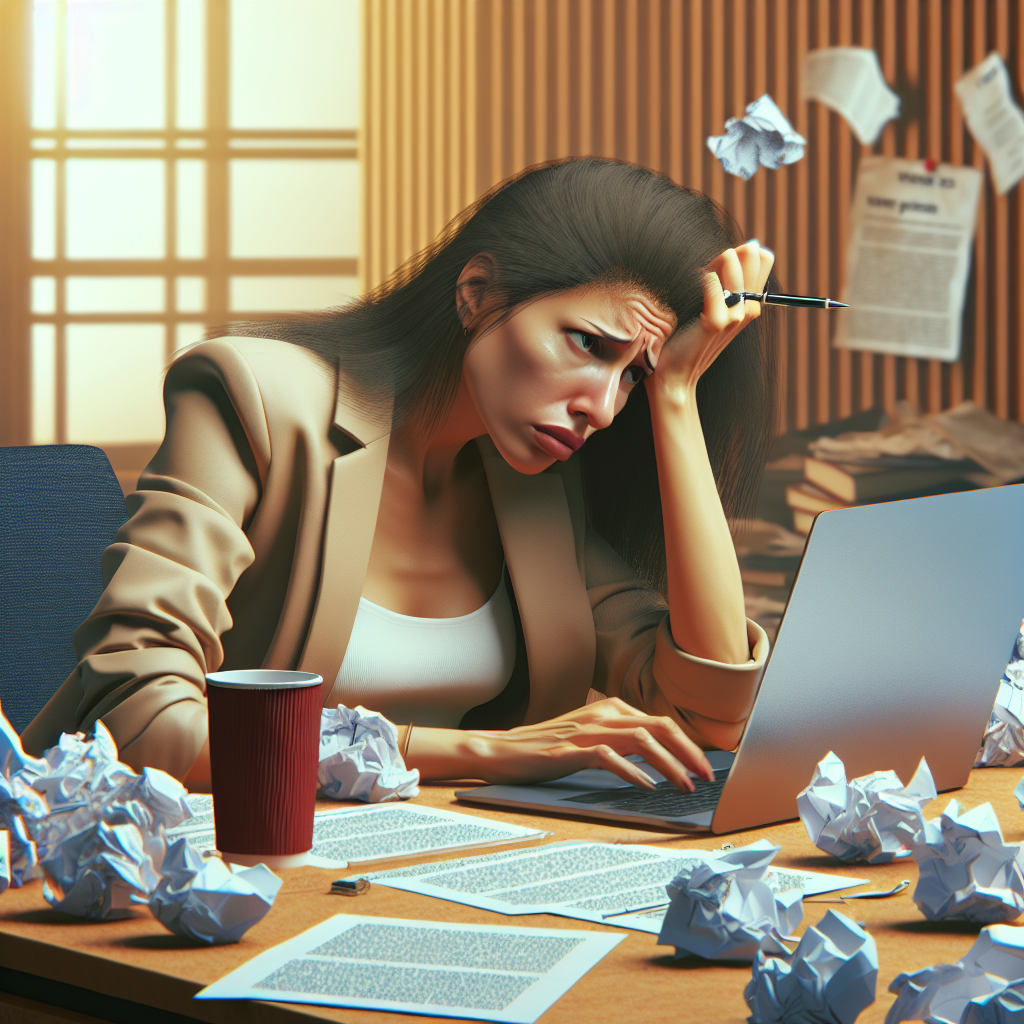 Persona frustrada escribiendo prompts para IA