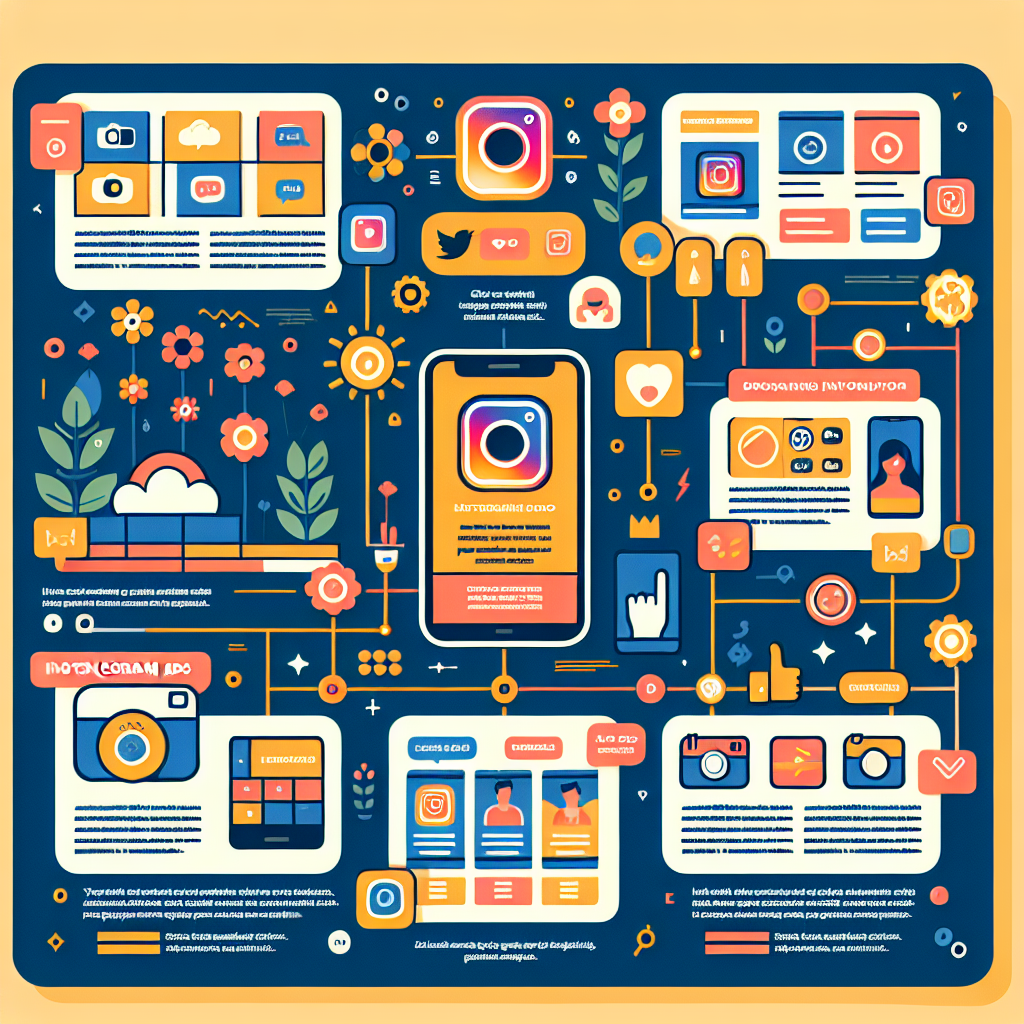 An infographic showcasing different types of Instagram ads with visuals for each format
