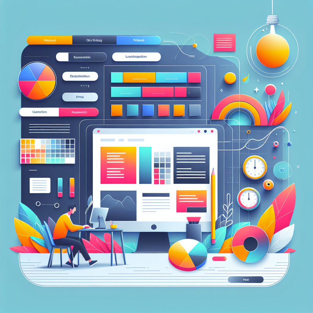 A vibrant and modern landing page design showcasing color palettes and typography choices