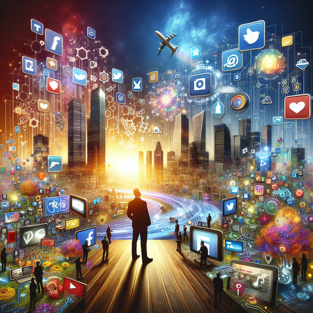 A vibrant digital marketing landscape in Israel showcasing social media platforms and contextual advertising strategies