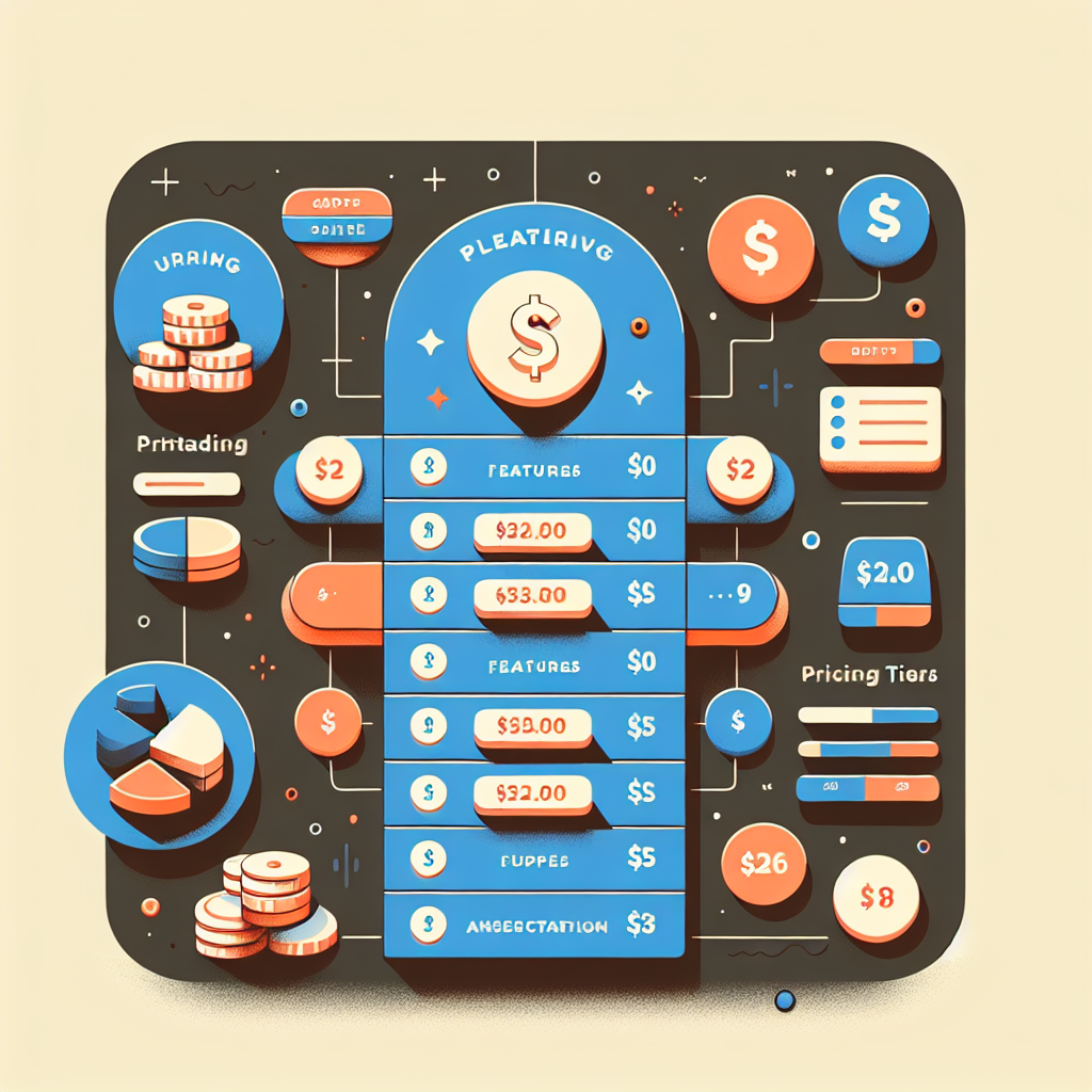 Illustration of a pricing table for business card websites with various features and costs