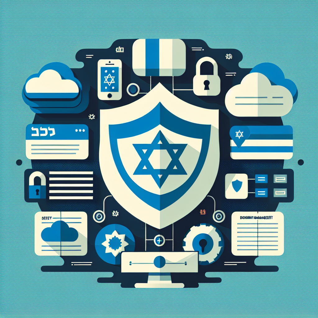 A modern web hosting service interface with a focus on security features and domain management in an Israeli context