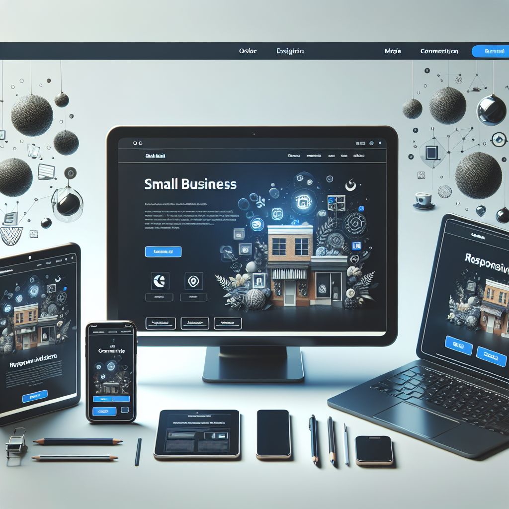 A modern small business website featuring e-commerce elements and responsive design on multiple devices