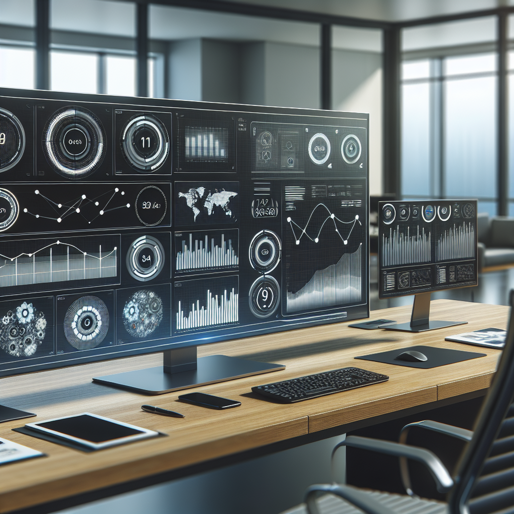 A modern workspace showcasing various cold calling tools on screens, including graphs and user interfaces