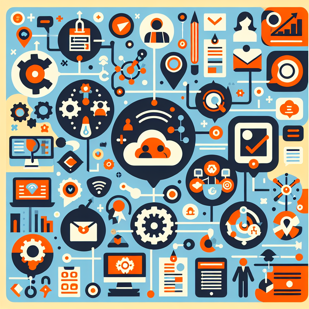 An infographic illustrating the different types of CRM systems with icons representing operational, analytical, and collaborative aspects