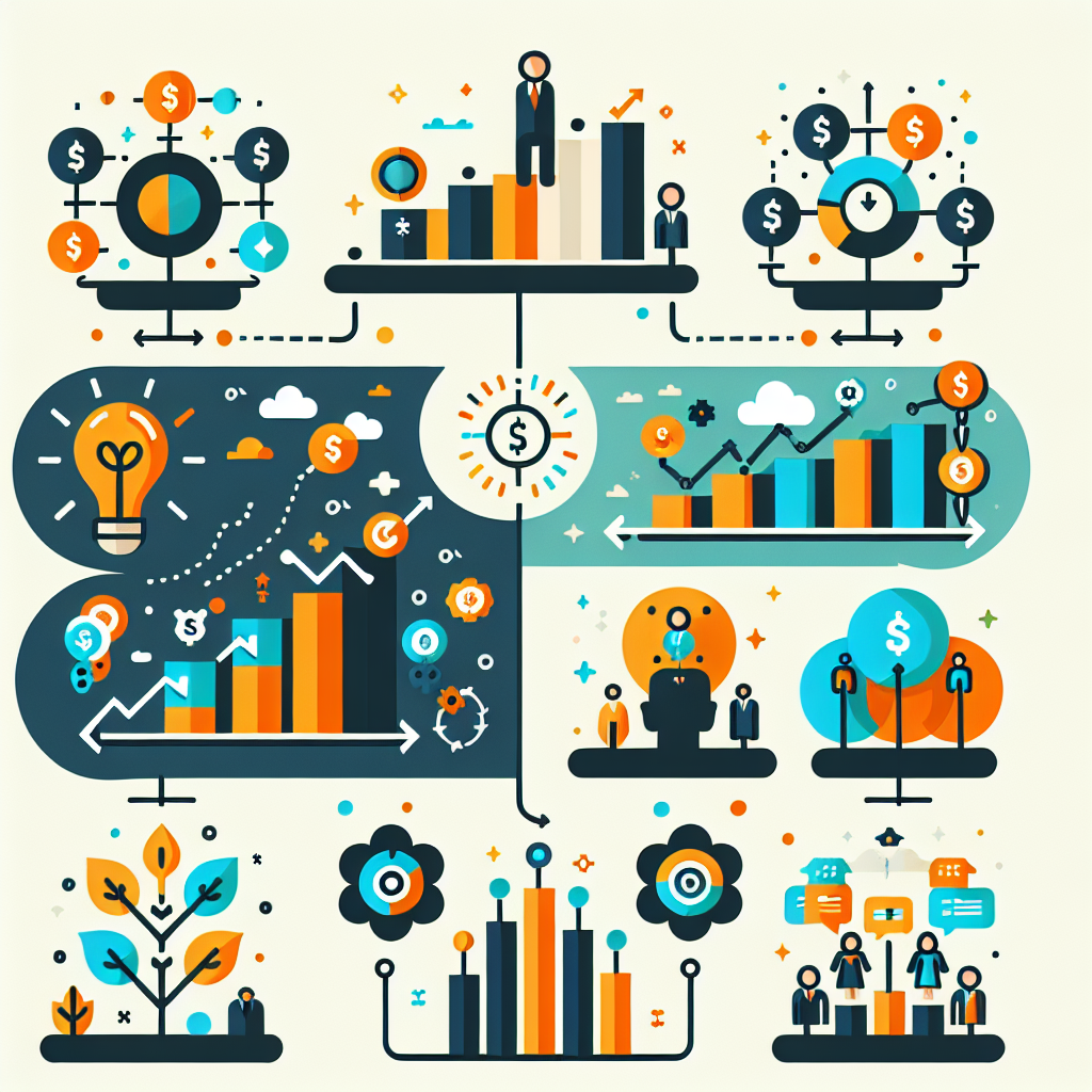 An engaging infographic showing different models of business scaling with icons representing vertical and horizontal growth