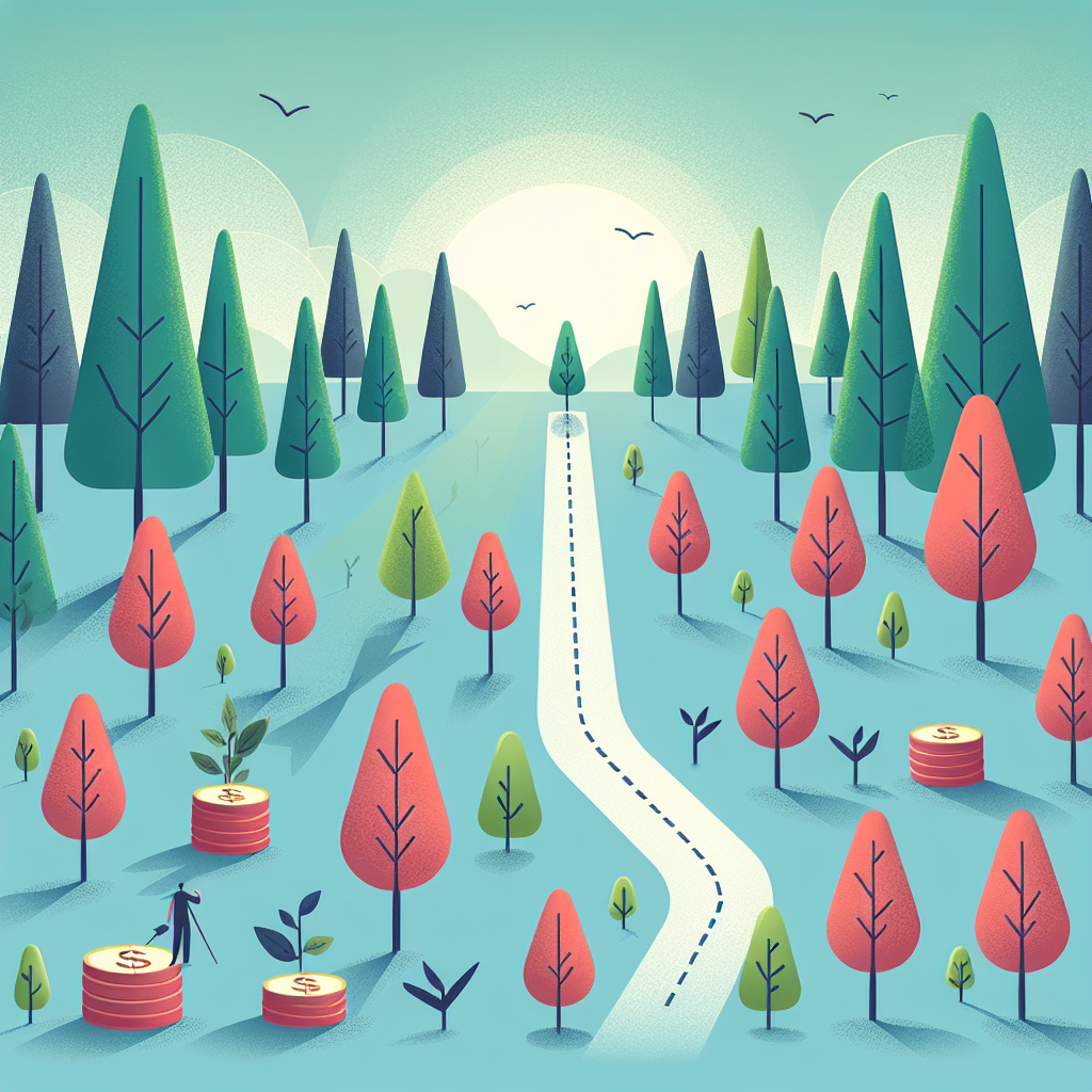 A visual representation of compounding growth with trees symbolizing investments growing over time