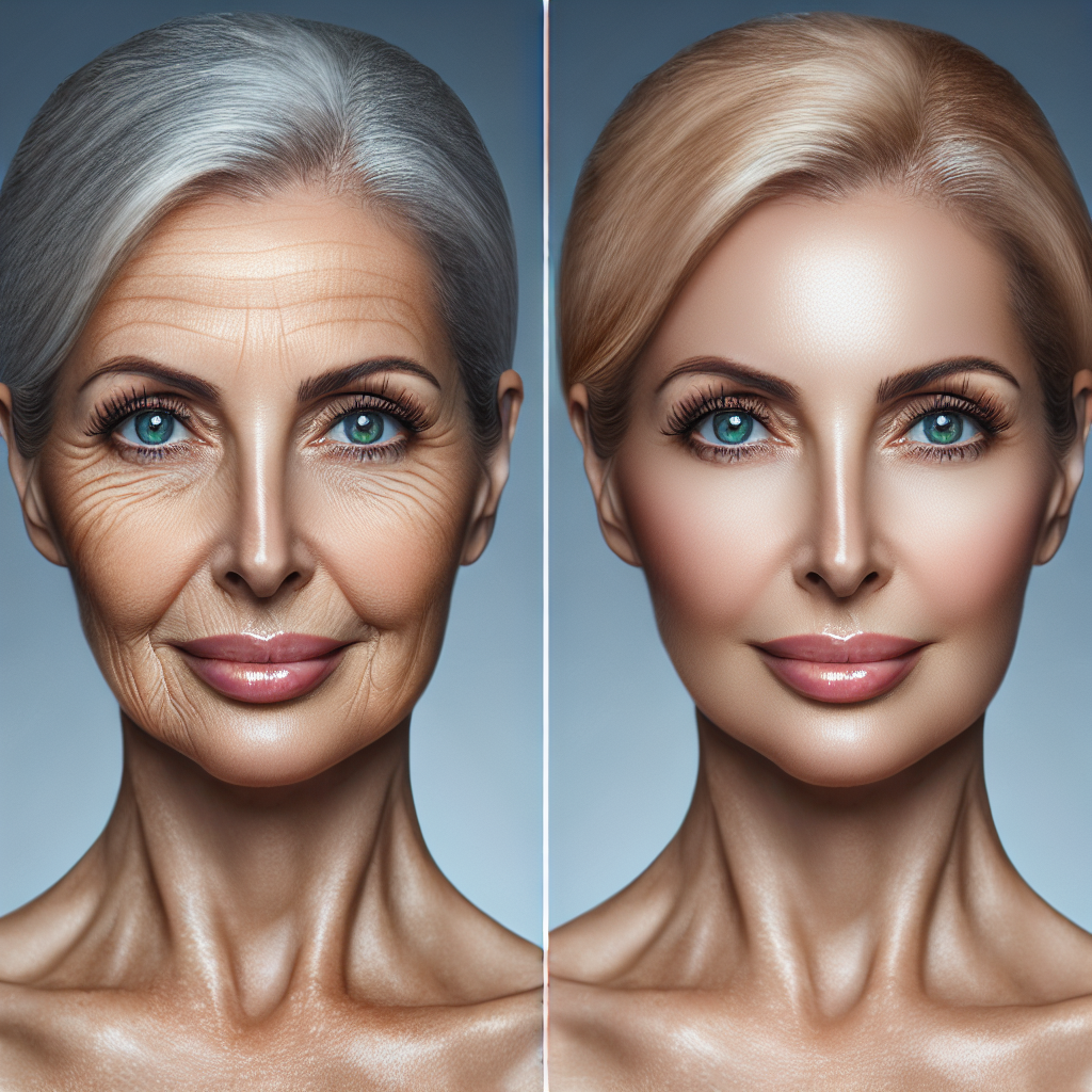 A vibrant before and after comparison showcasing the effects of Sculptra injections on facial rejuvenation