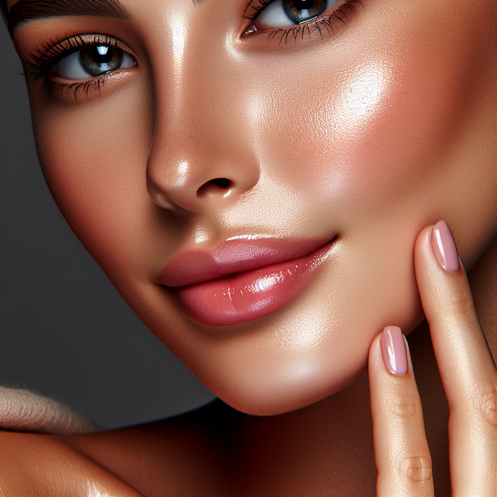 A close-up of glowing skin after a microneedling treatment, showcasing smooth texture and radiant complexion