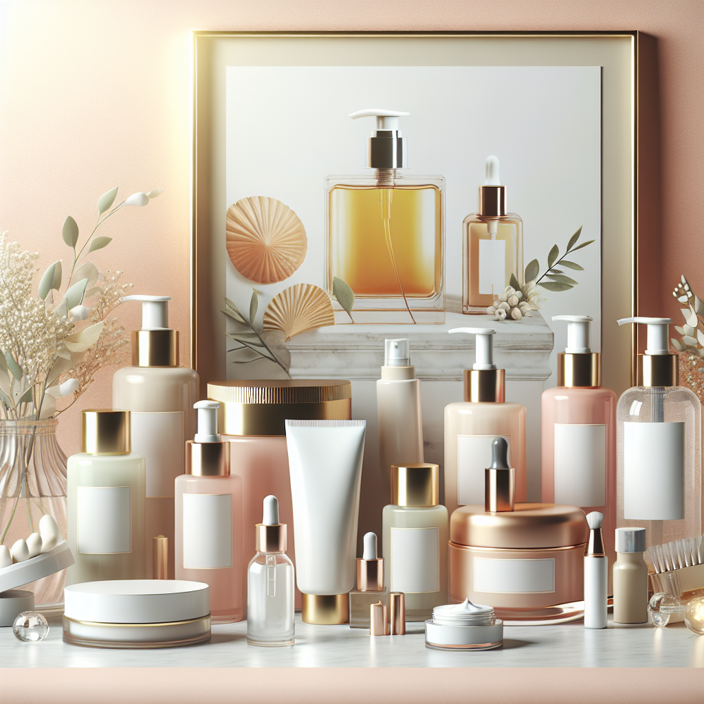 A collection of various brightening skincare products on a vanity table