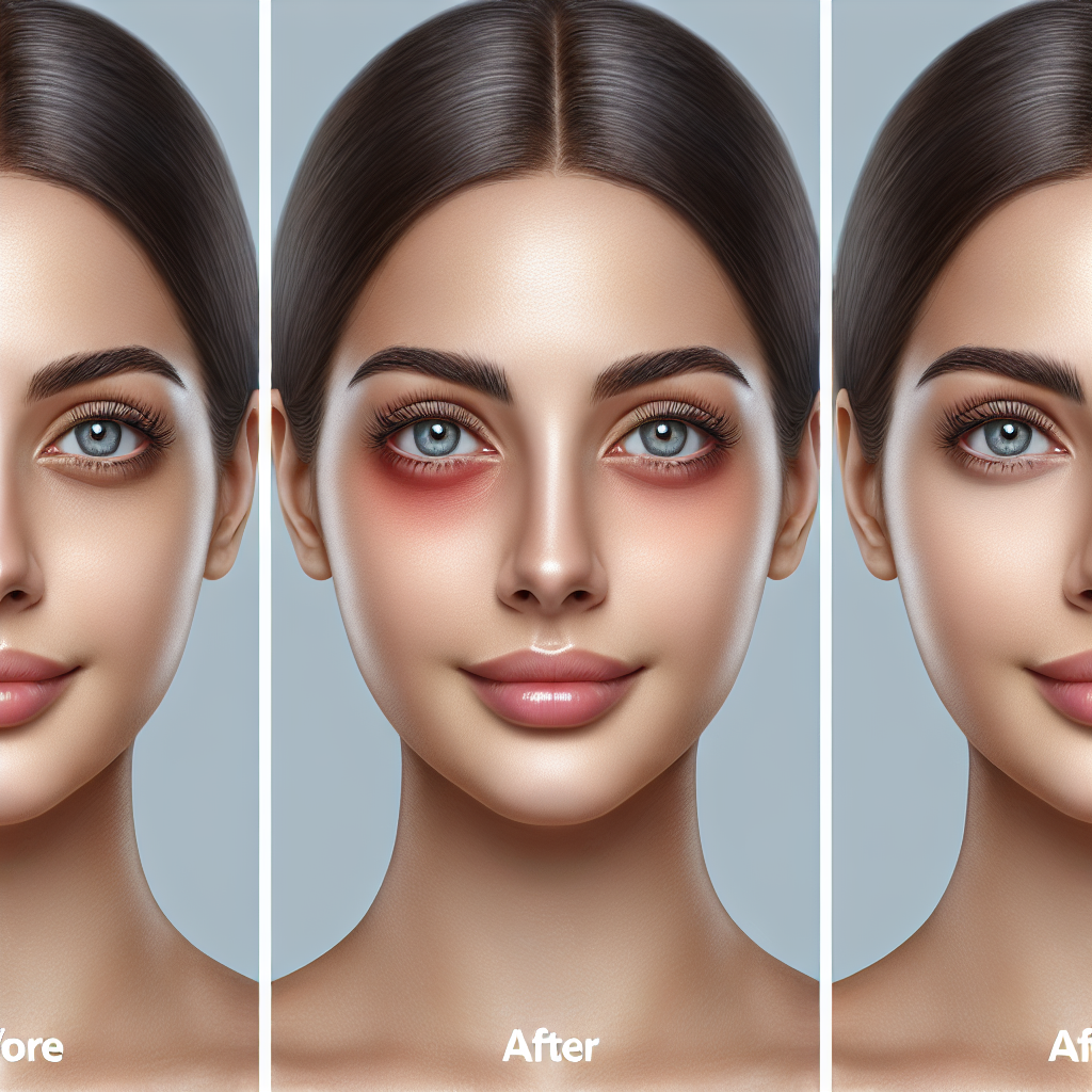 Before and after comparison of under eye filler treatment showcasing reduced dark circles and puffiness