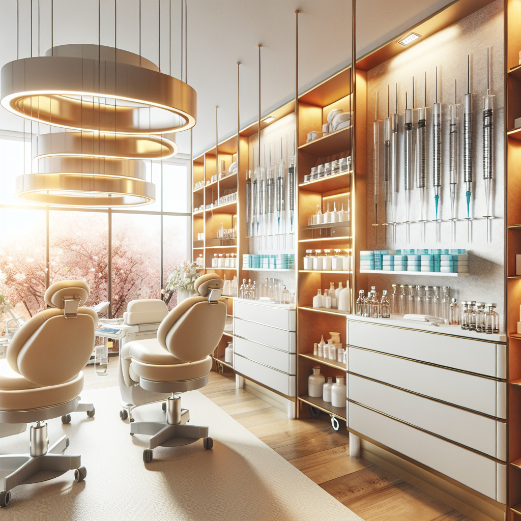 A vibrant and modern medspa interior showcasing various aesthetic treatments including injectables like Dysport and Botox