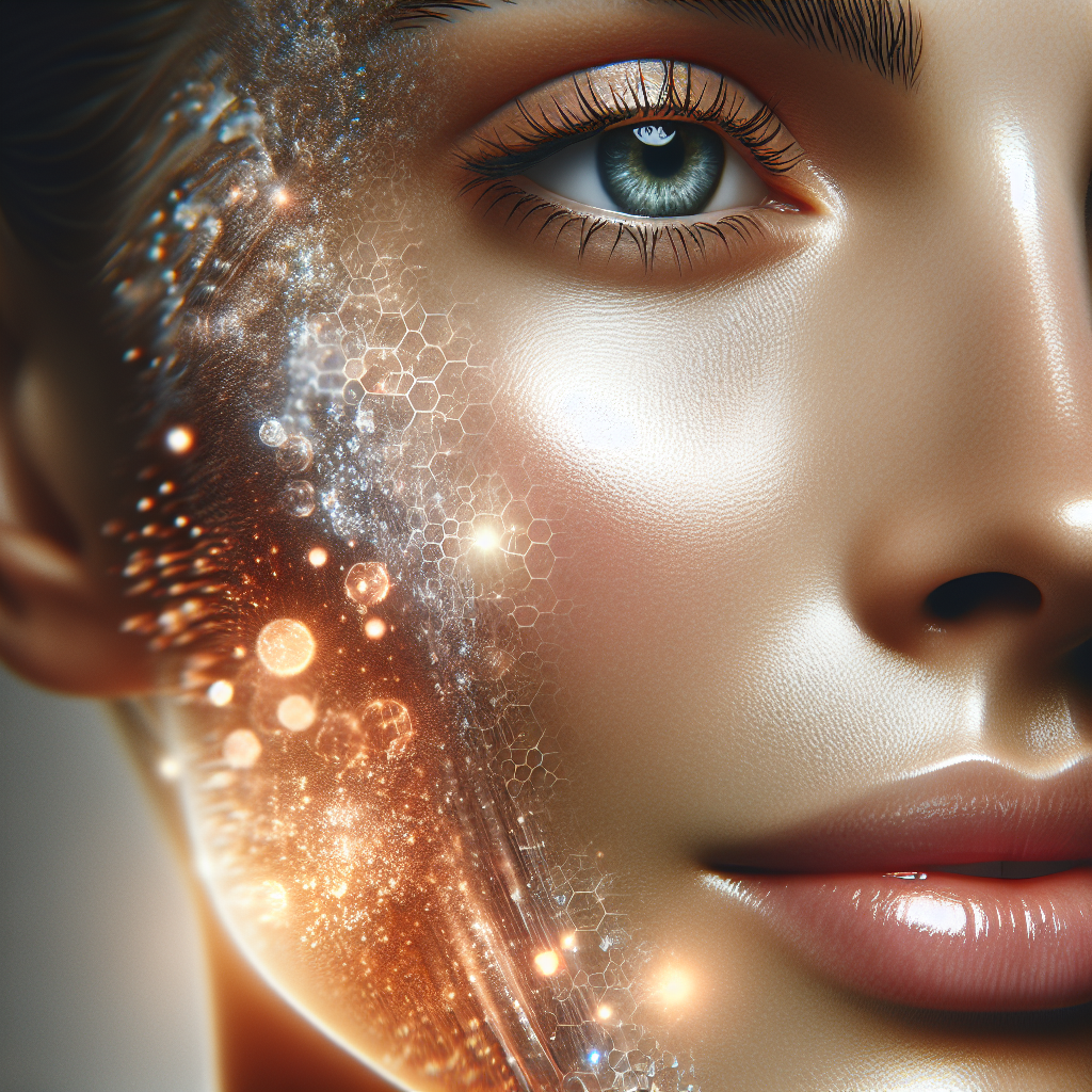 A close-up of glowing skin after microneedling treatment