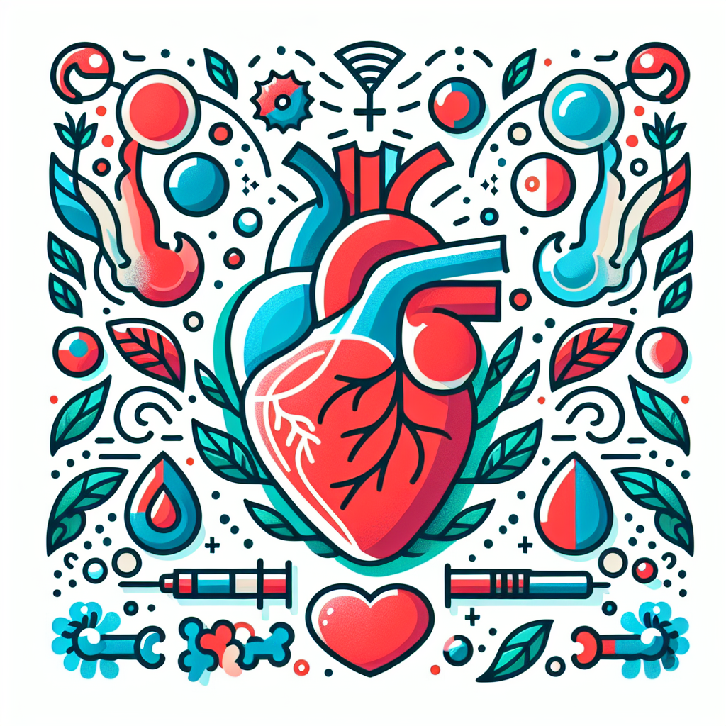 A vibrant illustration depicting a healthy heart surrounded by symbols representing hormones like estrogen and testosterone