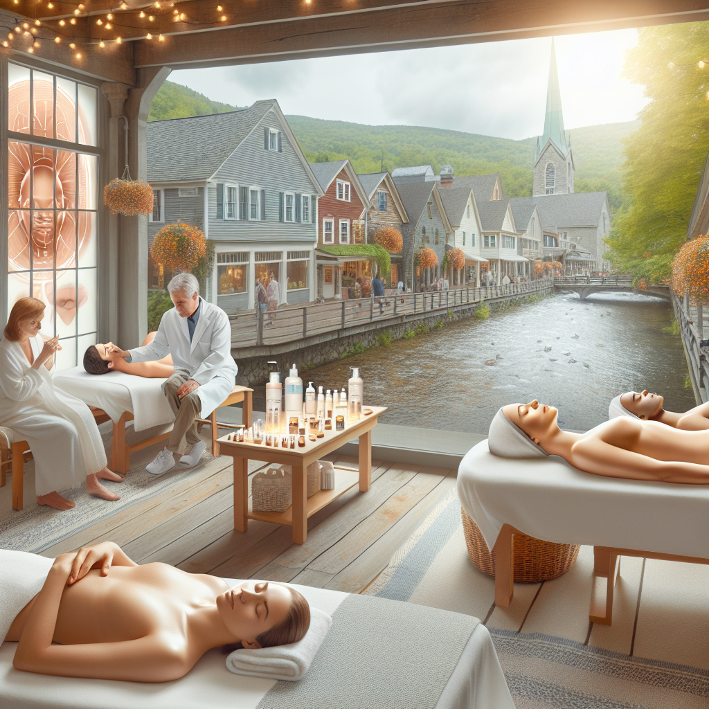 A serene medical spa setting in Woodstock with patients receiving skincare treatments