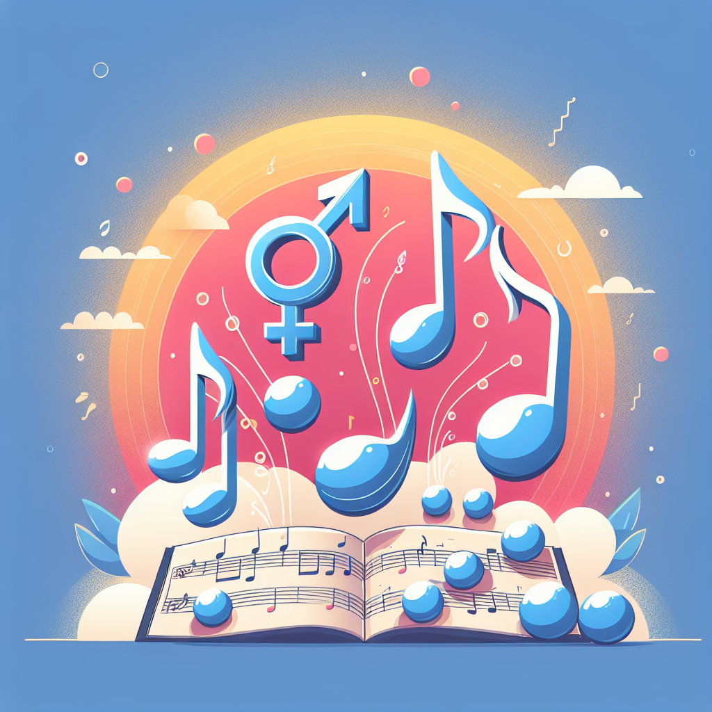 A vibrant illustration showing various hormones like testosterone and estrogen depicted as musical notes harmonizing together