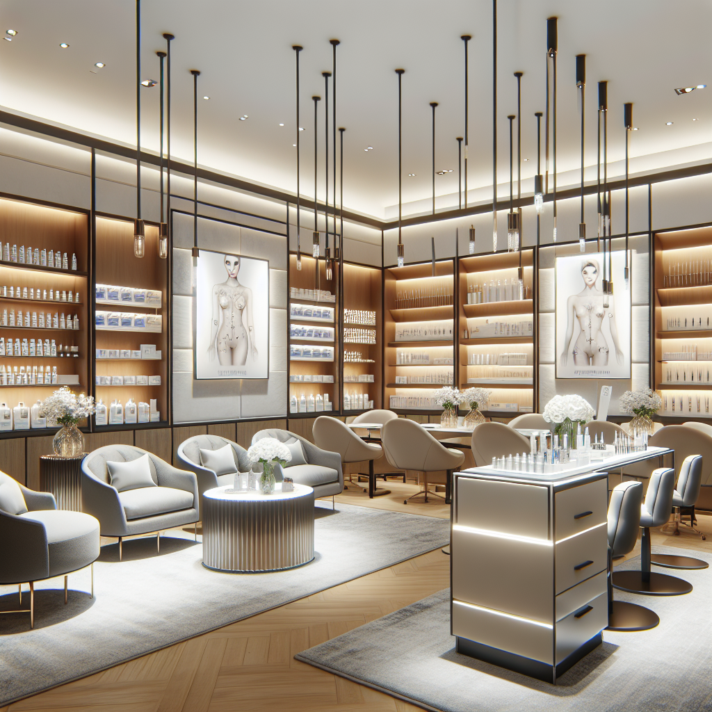 Aesthetic clinic interior with modern decor showcasing various injectable treatment options