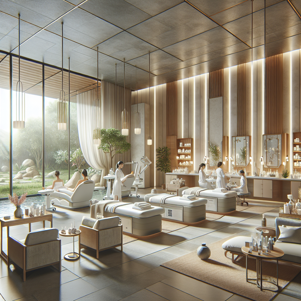 A serene spa environment showcasing advanced skincare treatments with modern technology